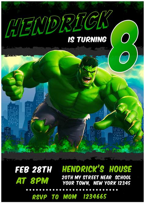 Hulk Invitations